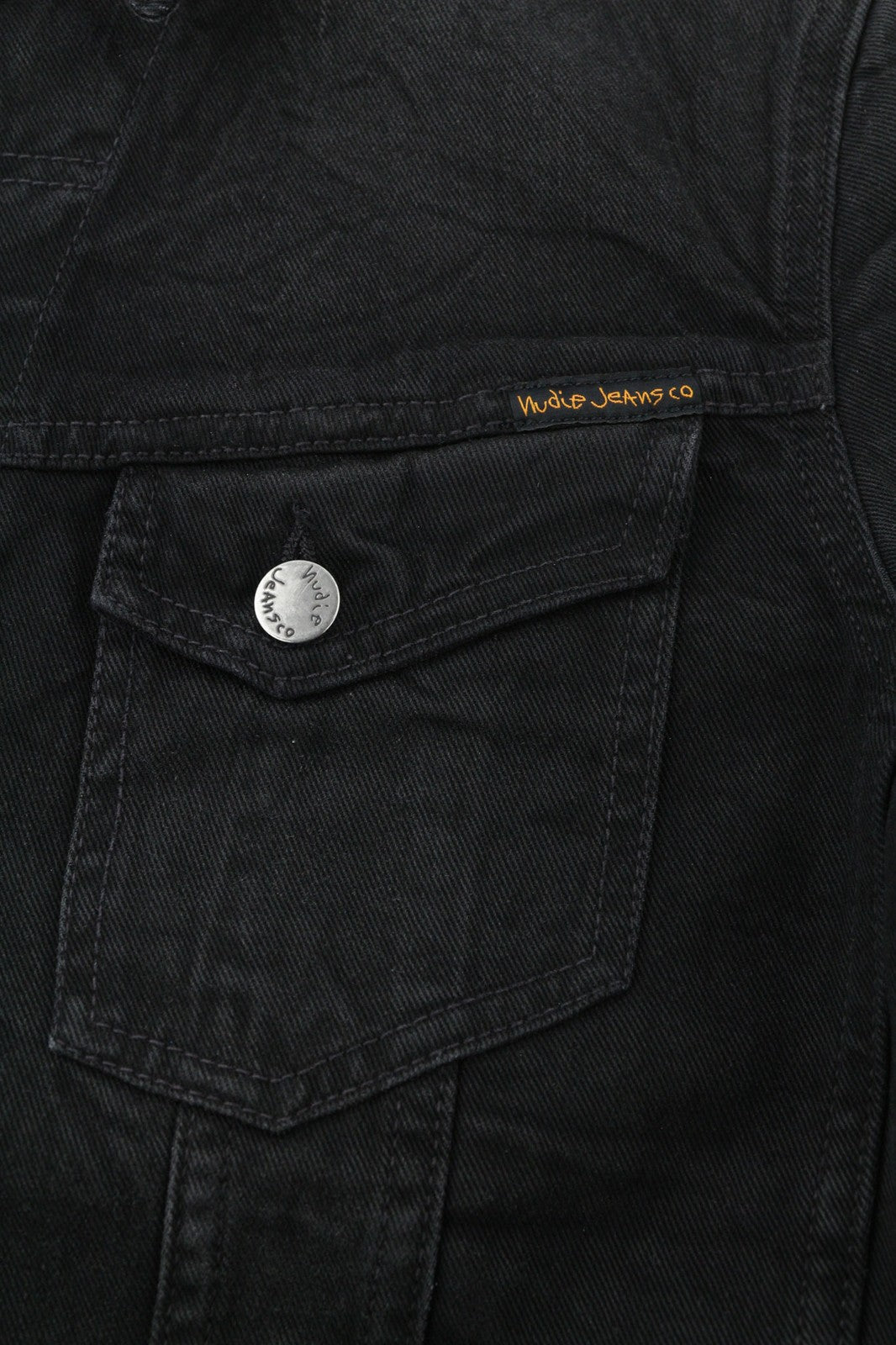 NUDIE JEANS Billy Men's S Dark Shist Denim Spread Button Black Pockets Jacket