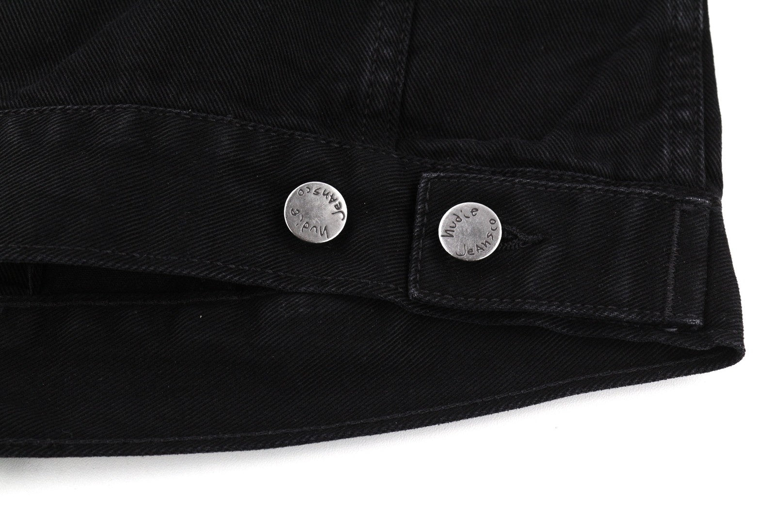 NUDIE JEANS Billy Men's XS Dark Shist Denim Spread Button Black Pockets Jacket