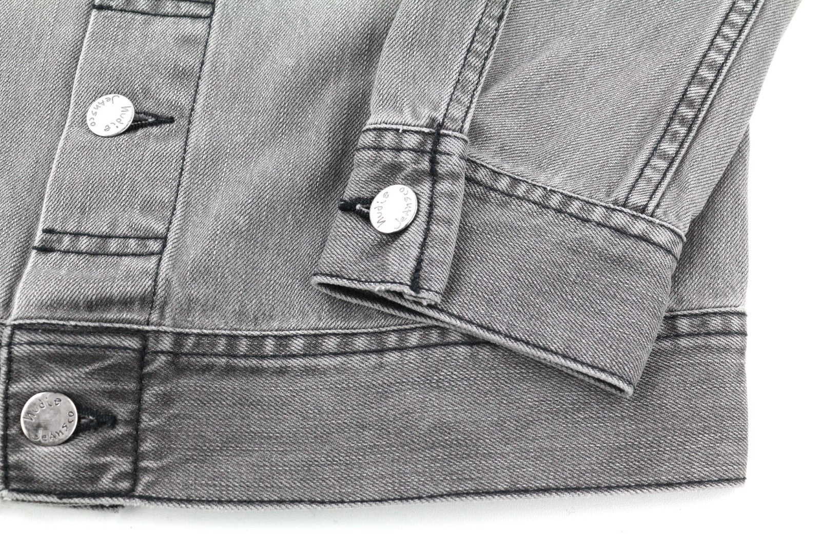 NUDIE JEANS Conny Men's XS Organic Fog Grey Washed Denim Spread Button Jacket