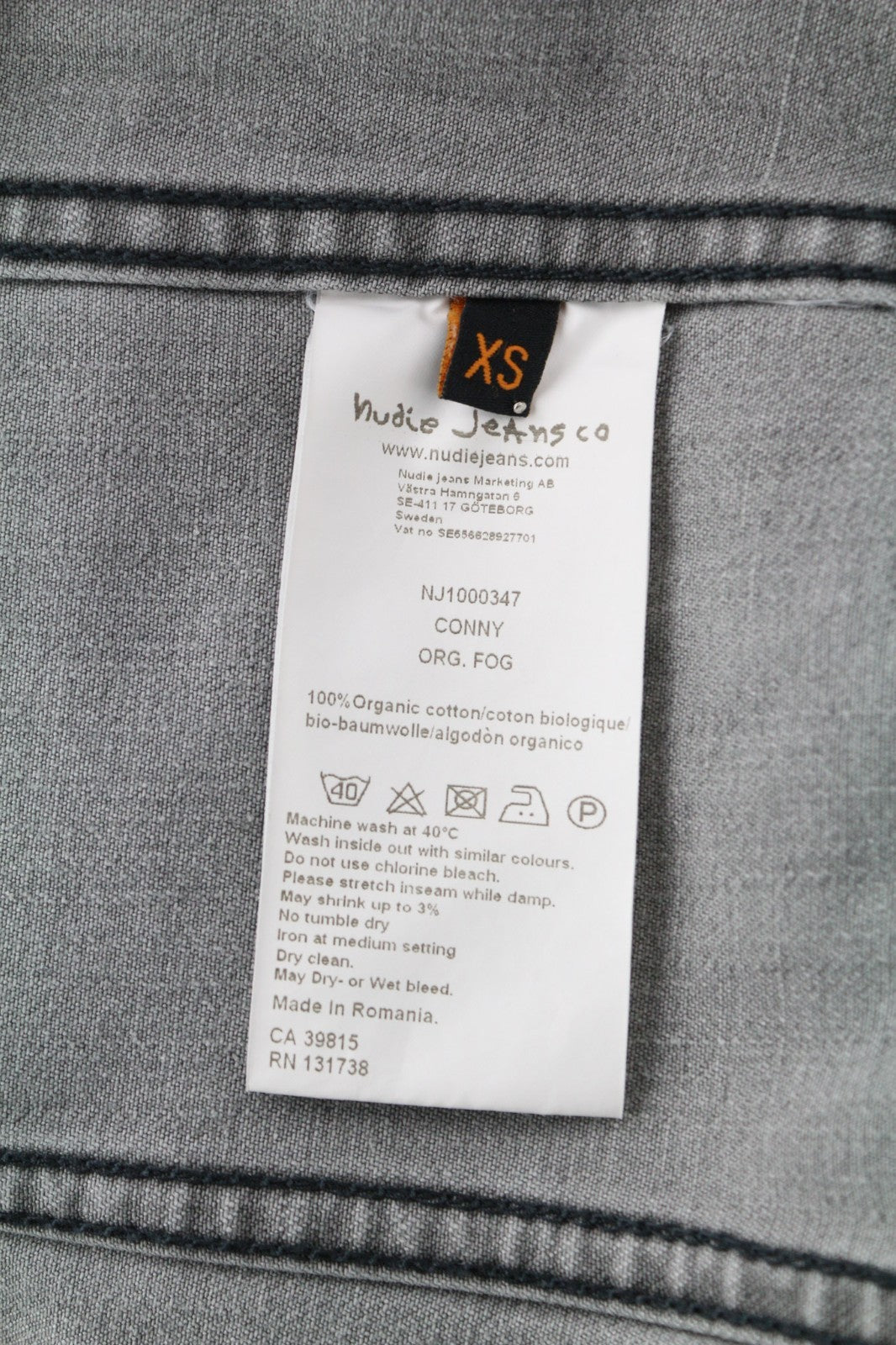 NUDIE JEANS Conny Men's XS Organic Fog Grey Washed Denim Spread Button Jacket