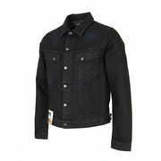NUDIE JEANS Terry Men's M Black Coated Indigo Spread Neck Button Logo Jacket