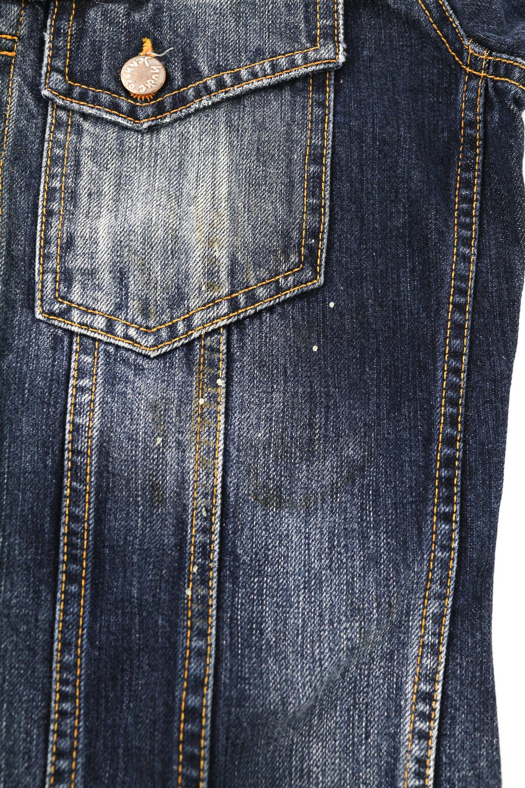 NUDIE JEANS Terry vyriškas XS dydžio vintažinis dėvėtas džinsinis švarkas su logotipu ir sagomis 