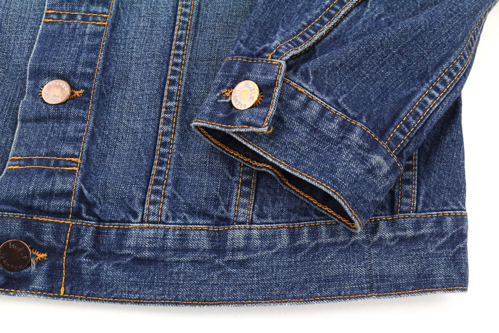 NUDIE JEANS Terry Men's S Recycled Worn In Blue Washed Denim Buttoned Jacket