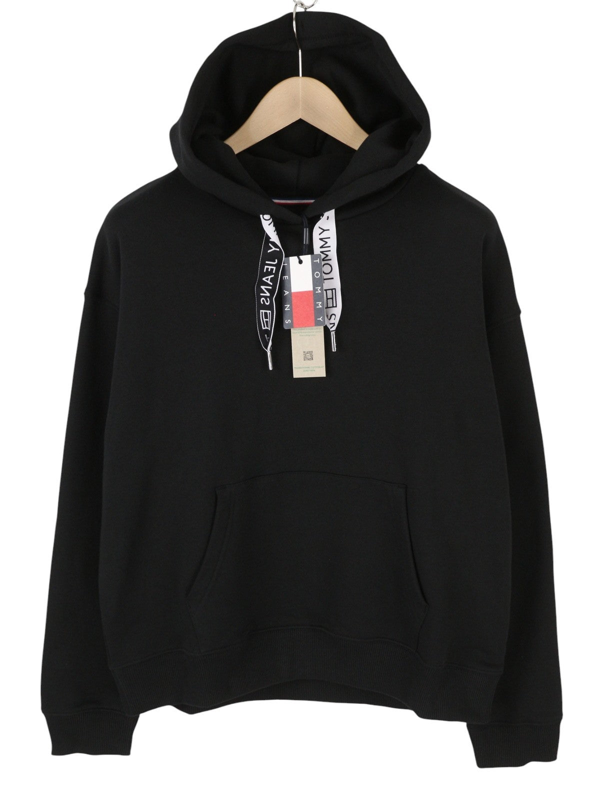 TOMMY HILFIGER Bxy Lofo Drawcor Men Hoodie 2XL Black Kangaroo Pullover Unisex