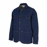 NUDIE JEANS Ricco Dark Hemp vyriškas XS dydžio mėlynas medvilnės mišinio džinsinis švarkas su apykakle 