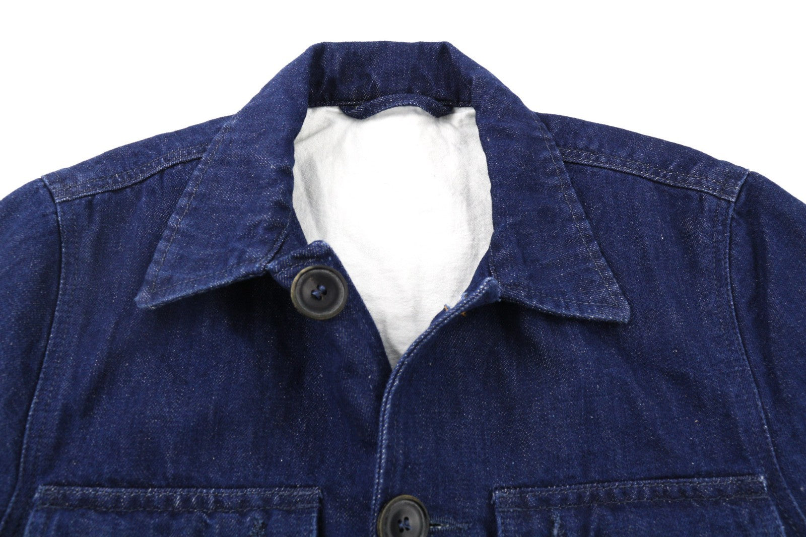 NUDIE JEANS Ricco Dark Hemp vyriškas XS dydžio mėlynas medvilnės mišinio džinsinis švarkas su apykakle 