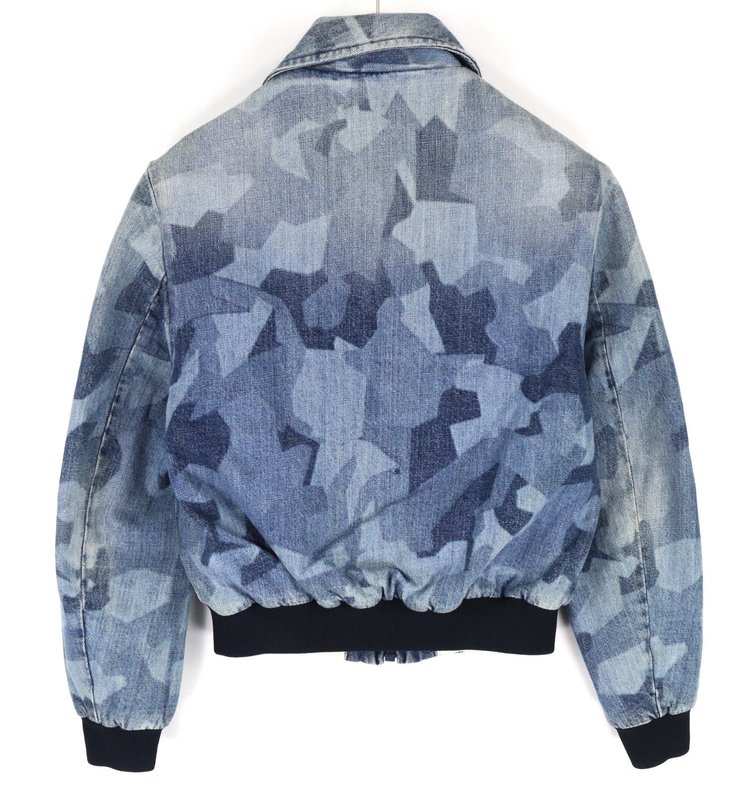 NUDIE JEANS Gudrun Camo Denim Women's S Blue Patterned Cotton Bomber Jacket
