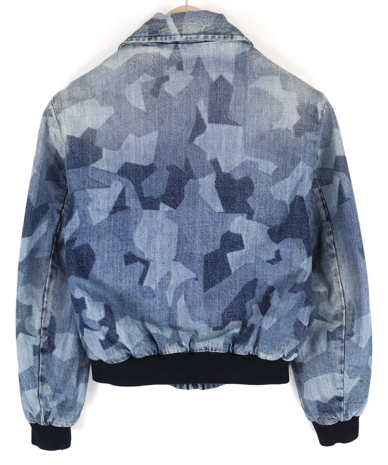 NUDIE JEANS Gudrun Camo Denim Women's S Blue Cotton Camouflage Bomber Jacket