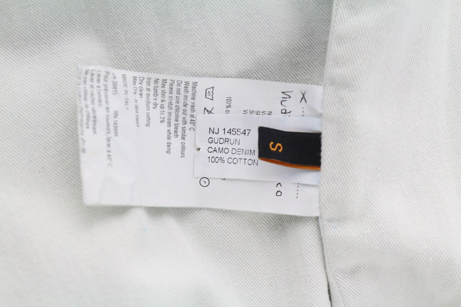 NUDIE JEANS Gudrun Camo Denim Women's S Blue Cotton Camouflage Bomber Jacket