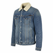 NUDIE JEANS Lenny Tangerine Blue Men's M Blue Cotton Sherpa Lined Denim Jacket
