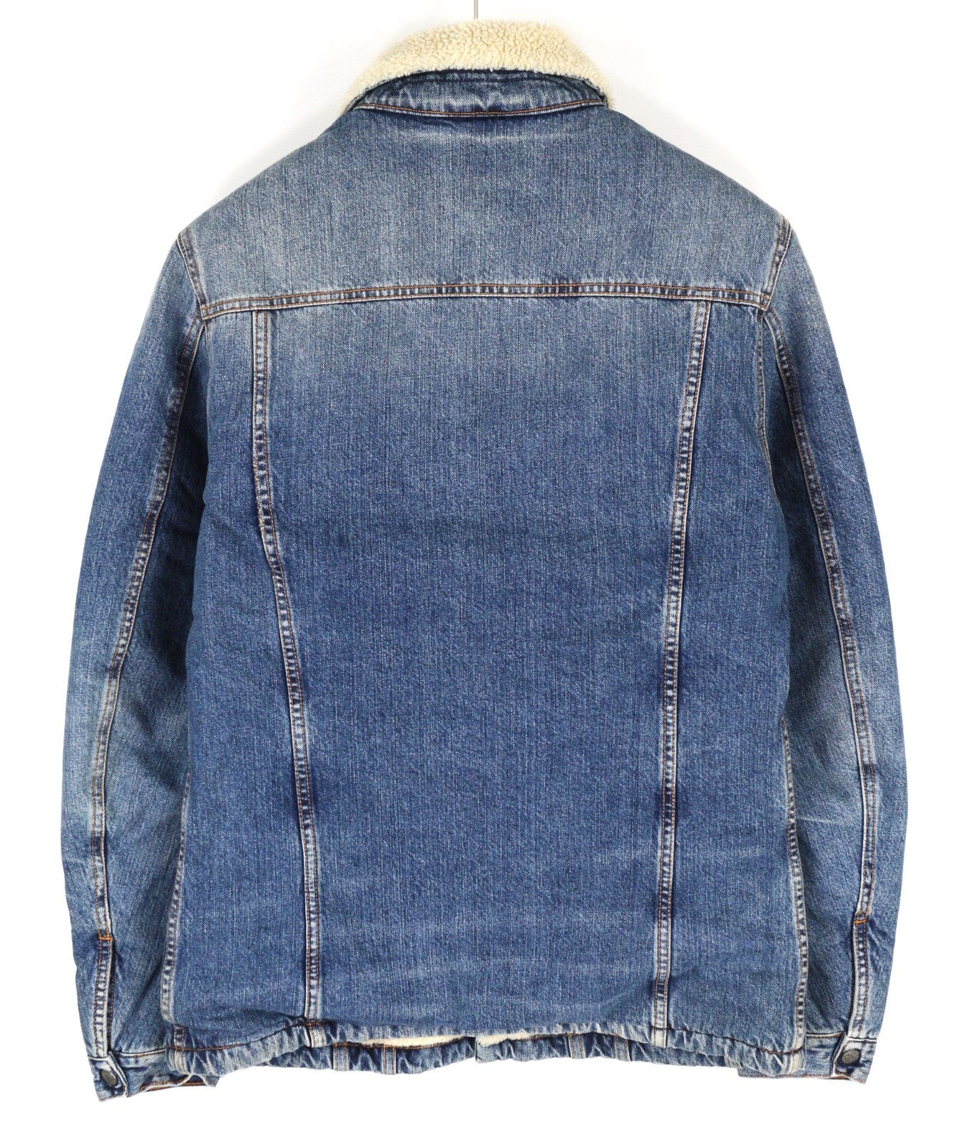 NUDIE JEANS Lenny Tangerine Blue Men's M Blue Cotton Sherpa Lined Denim Jacket