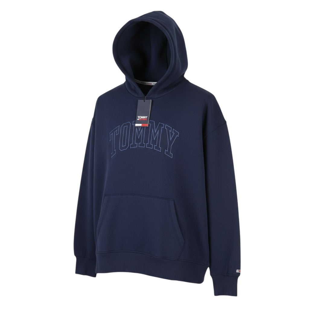 TOMMY HILFIGER College Wash Men Hoodie L Dark Blue Kangaroo Pocket Pullover