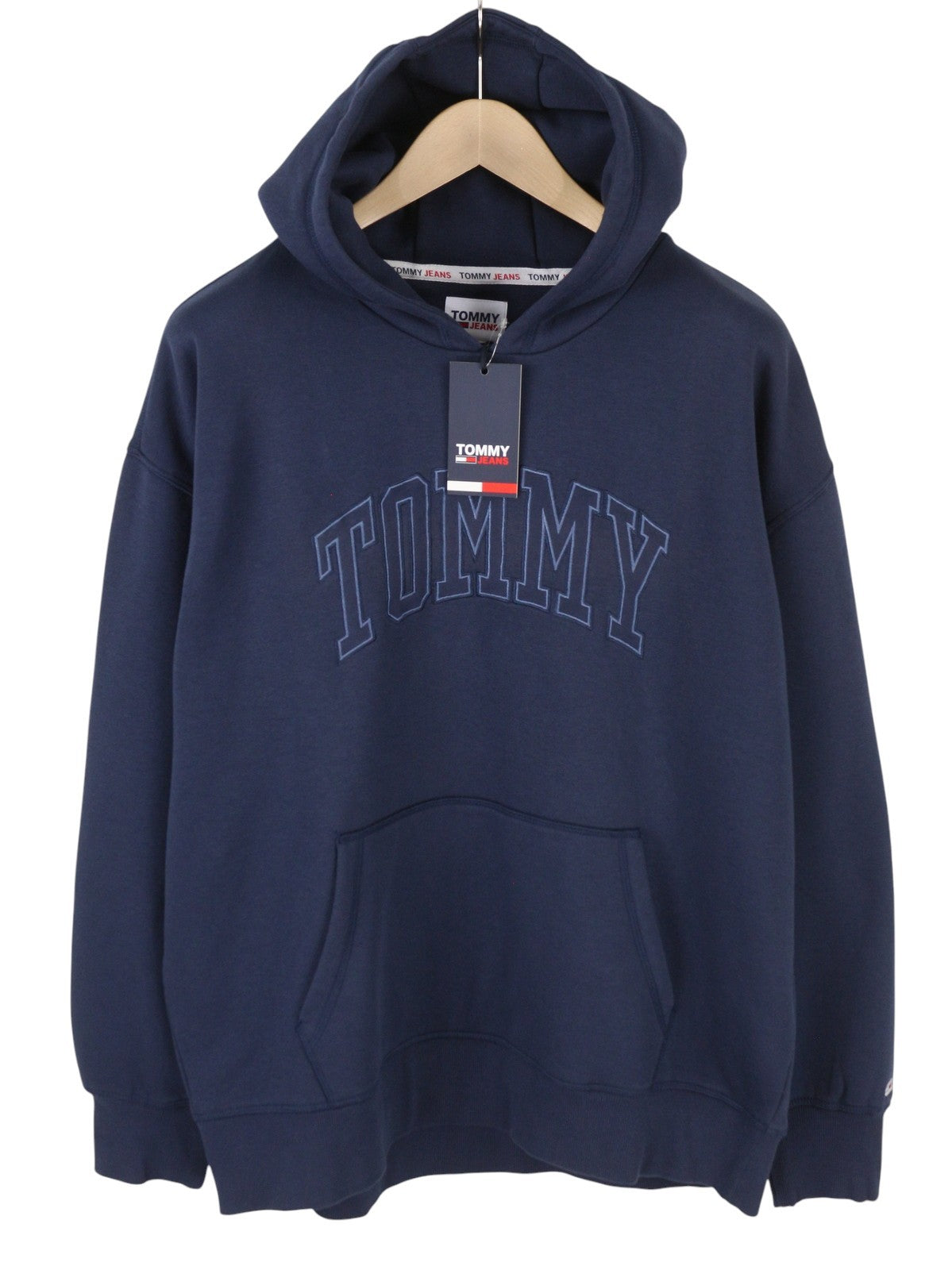 TOMMY HILFIGER College Wash Men Hoodie L Dark Blue Kangaroo Pocket Pullover