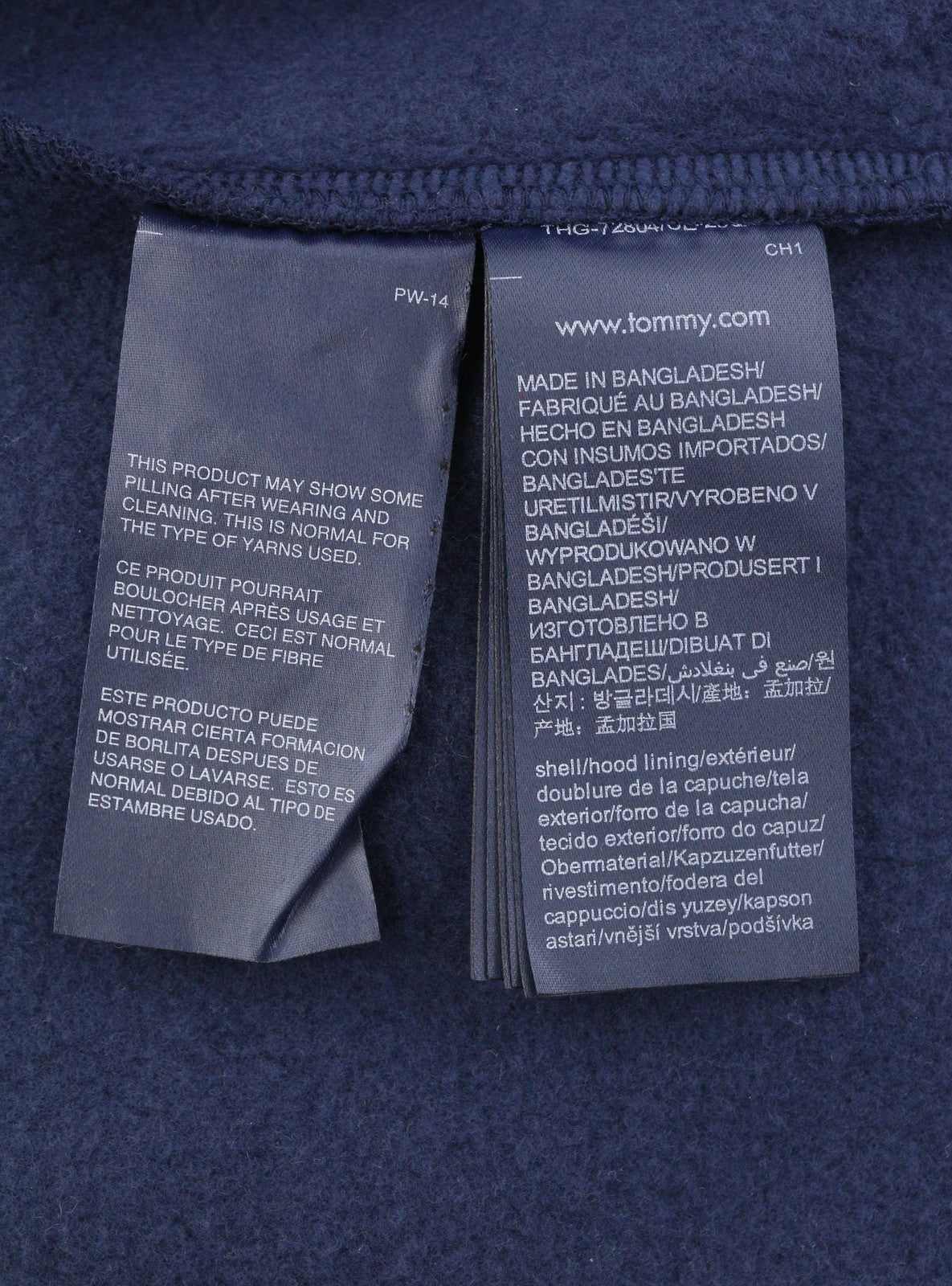 TOMMY HILFIGER College Wash vyriškas džemperis su gobtuvu L tamsiai mėlynas kengūros kišenės megztinis 