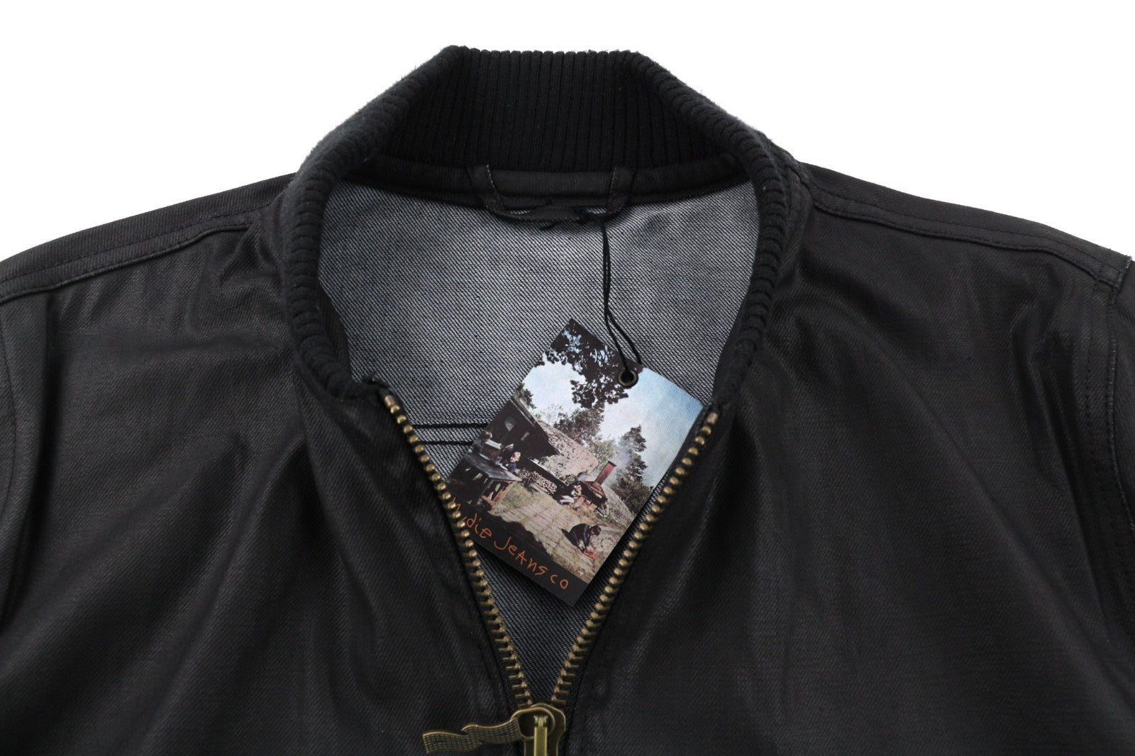 NUDIE JEANS Severin Coated Denim Men's M Black Pure Cotton Zipped Bomber Jacket