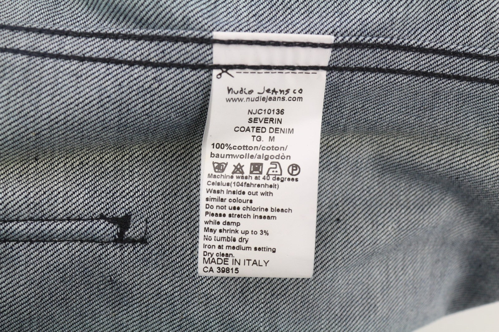 NUDIE JEANS Severin Coated Denim Men's M Black Pure Cotton Zipped Bomber Jacket