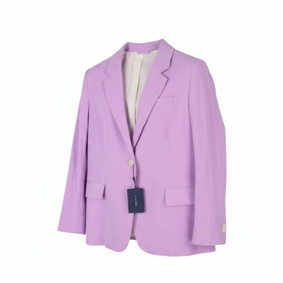 GANT Stretch Linen Straight Women Blazer EU40 Crocus Purple Notch Lapel Lined