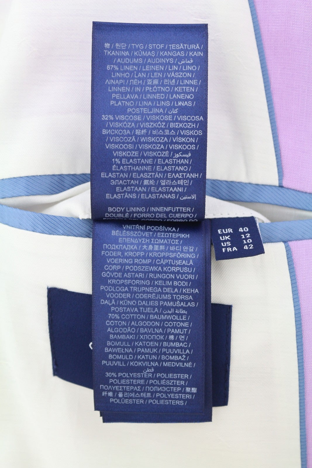 GANT Stretch Linen Straight Women Blazer EU40 Crocus Purple Notch Lapel Lined