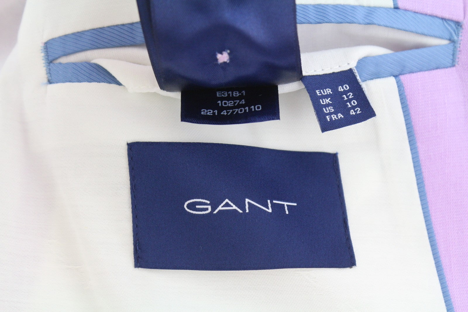 GANT Stretch Linen Straight Women Blazer EU40 Crocus Purple Notch Lapel Lined