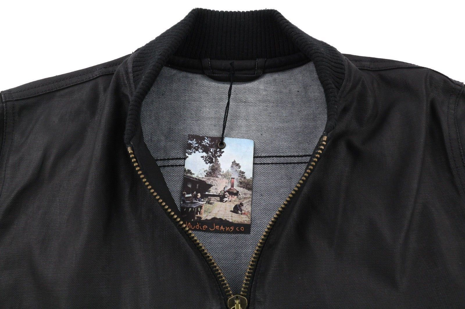 NUDIE JEANS Severin dengtas džinsinis vyriškas juodas grynos medvilnės bomber švarkas be pamušalo M 