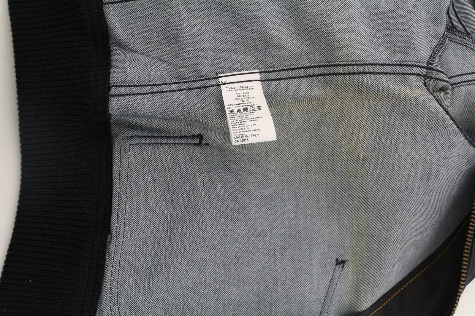 NUDIE JEANS Severin dengtas džinsinis vyriškas juodas grynos medvilnės bomber švarkas be pamušalo M 