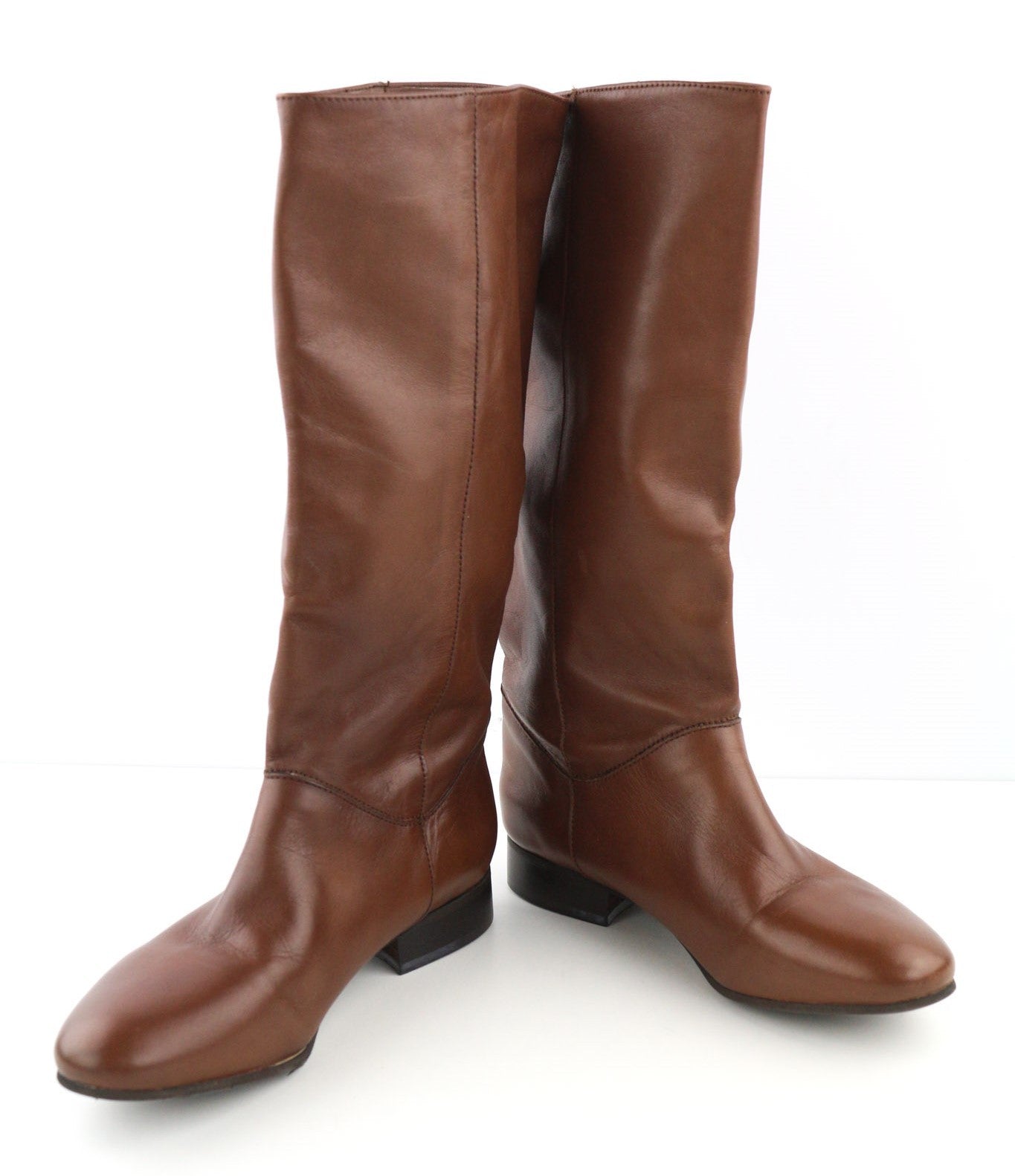 MINELLI Women's EU38 Casual Brown Low-Heel Pull On Long Boots