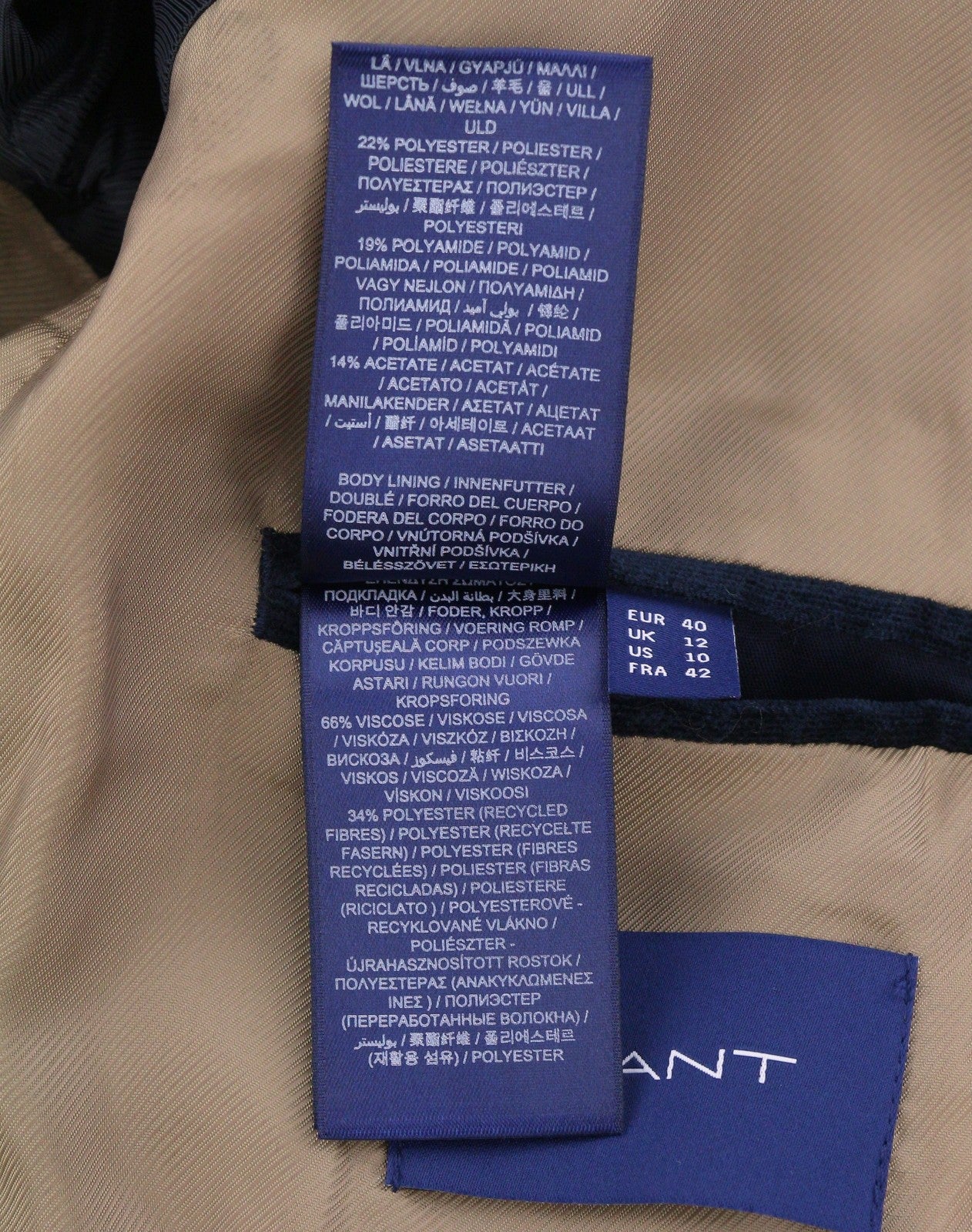 GANT Garland Print Shaped Women Blazer EU40 Black Wool Blend Embroidered RRP499