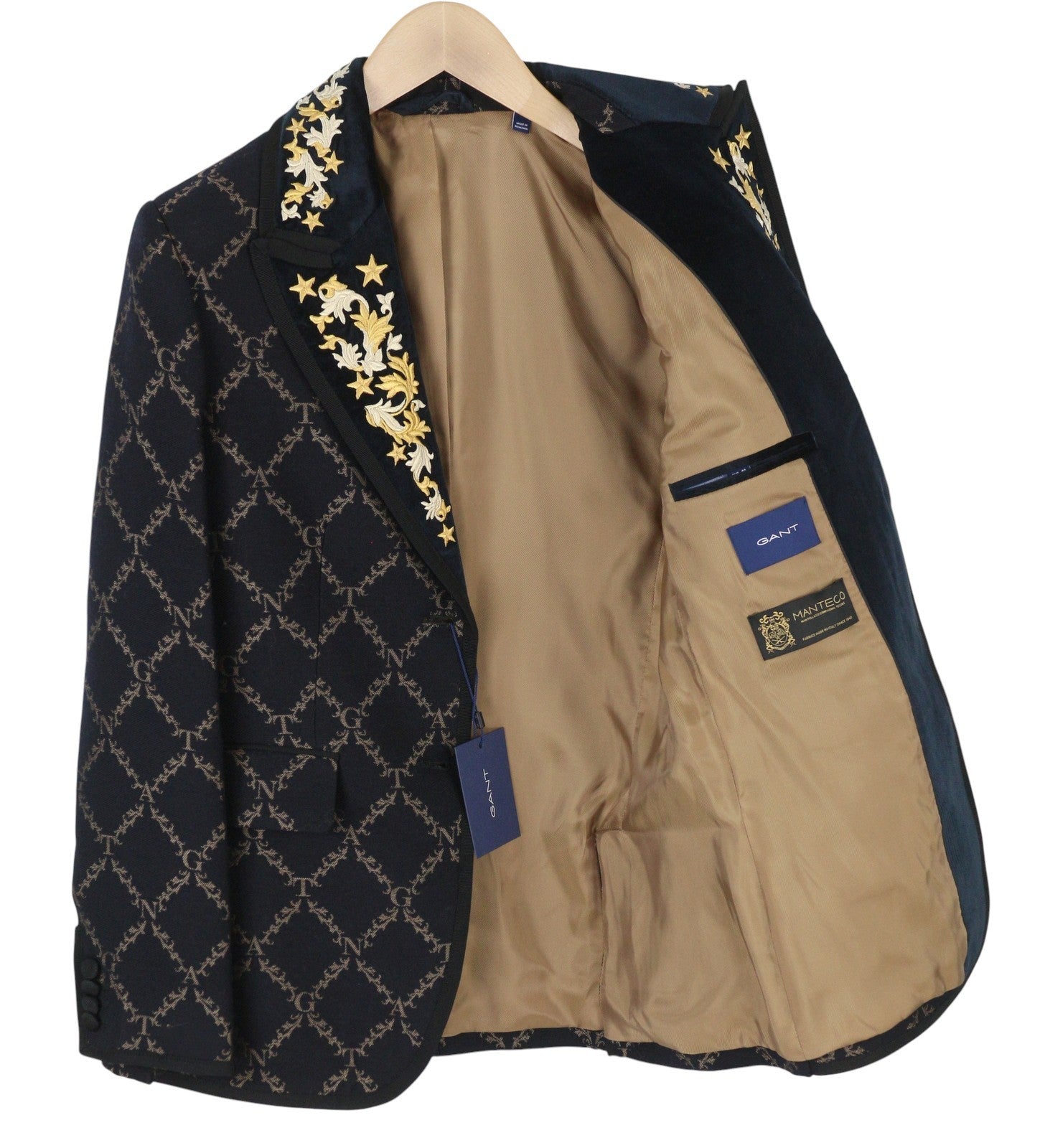 GANT Garland Print Shaped Women Blazer EU40 Black Wool Blend Embroidered RRP499