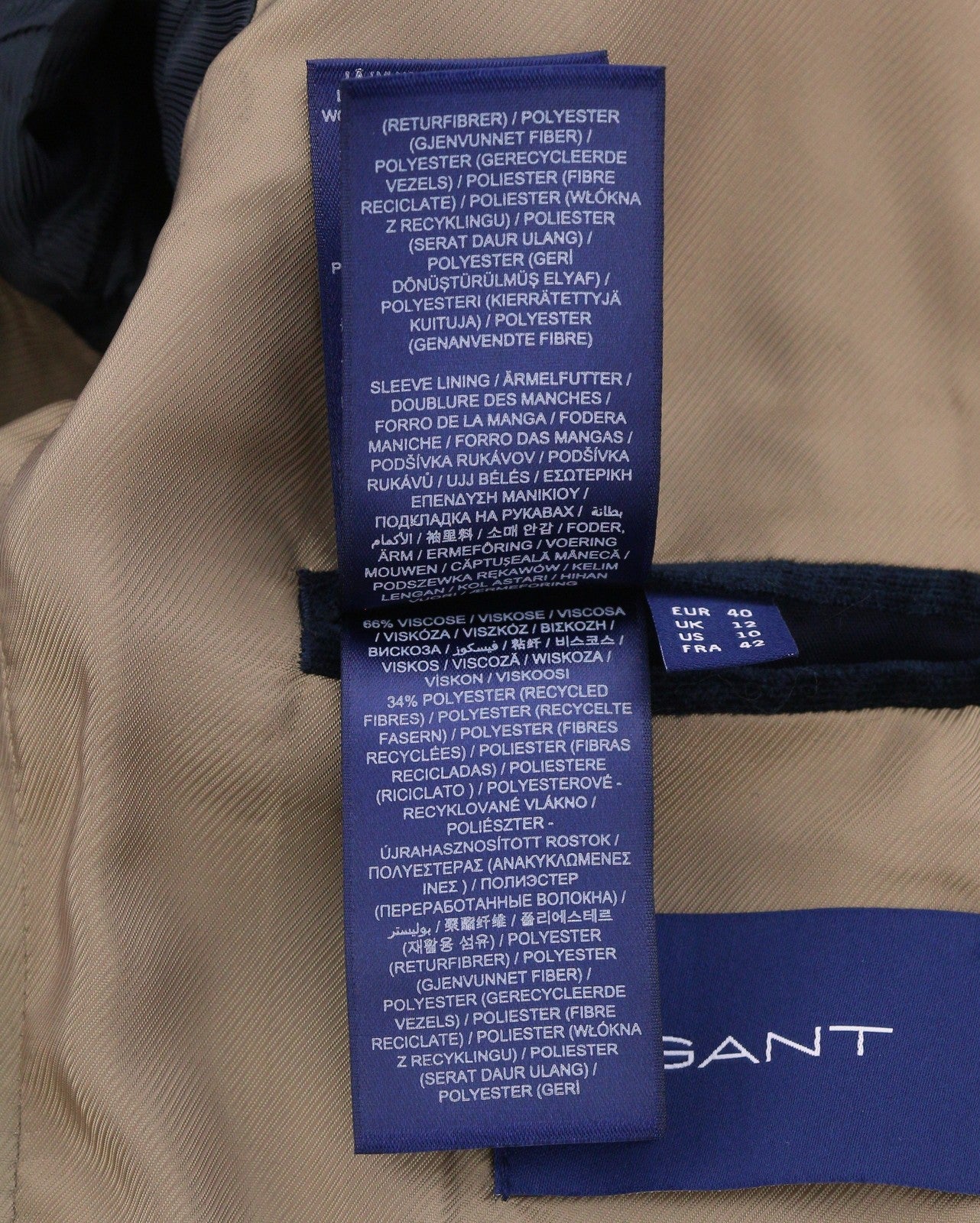 GANT Garland Print Shaped Women Blazer EU40 Black Wool Blend Embroidered RRP499