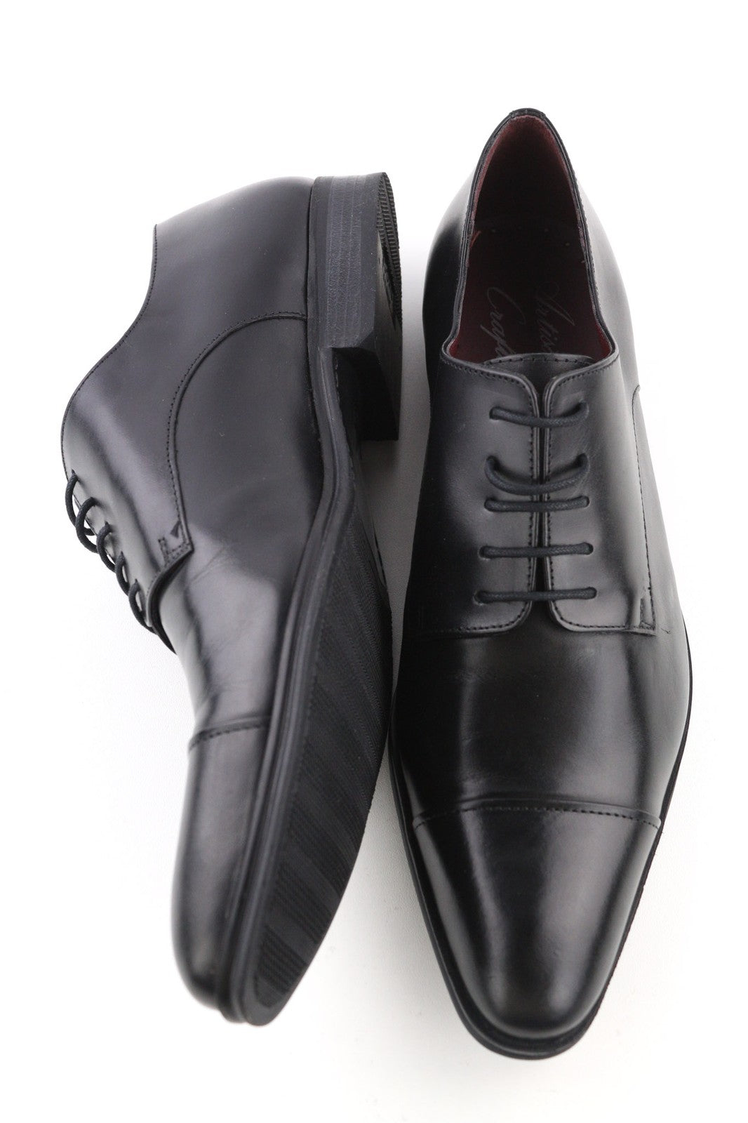 ARTISAN CRAFTED Men's EU42 Black Genuine Leather Classic Low-Top Formal Shoes