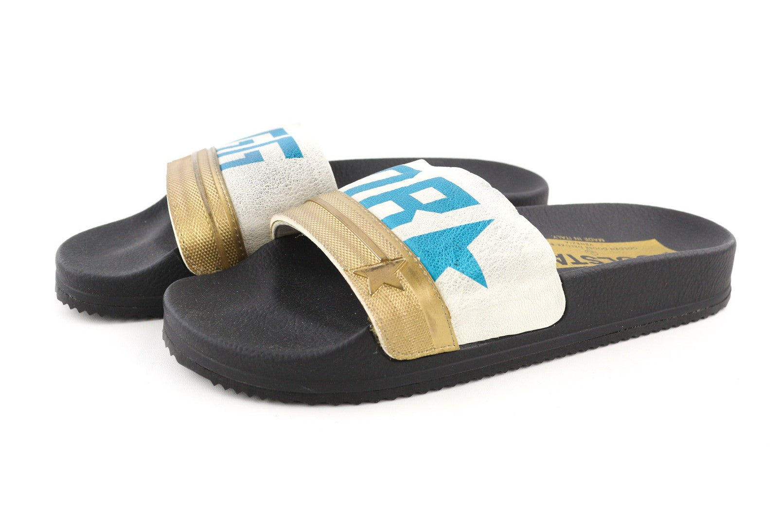 GOLDEN GOOSE Poolstar Women's EU39 Black White Slip On Swimming Pool Slippers