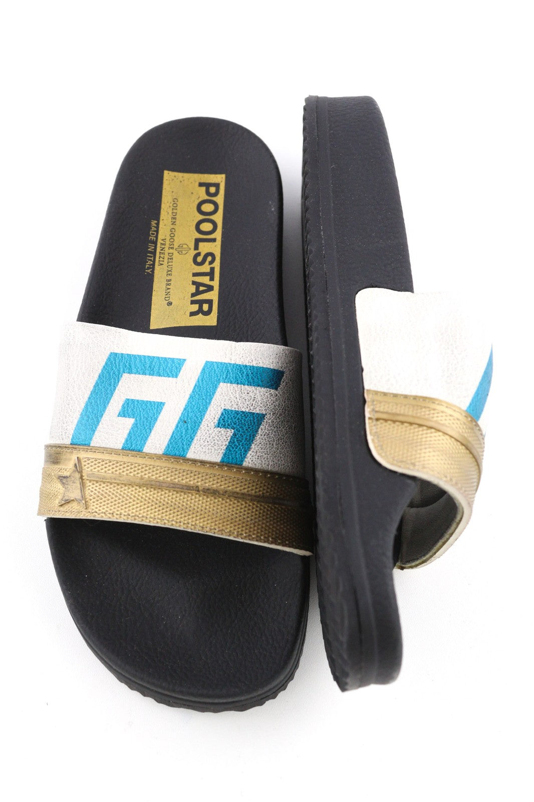 GOLDEN GOOSE Poolstar Women's EU39 Black White Slip On Swimming Pool Slippers