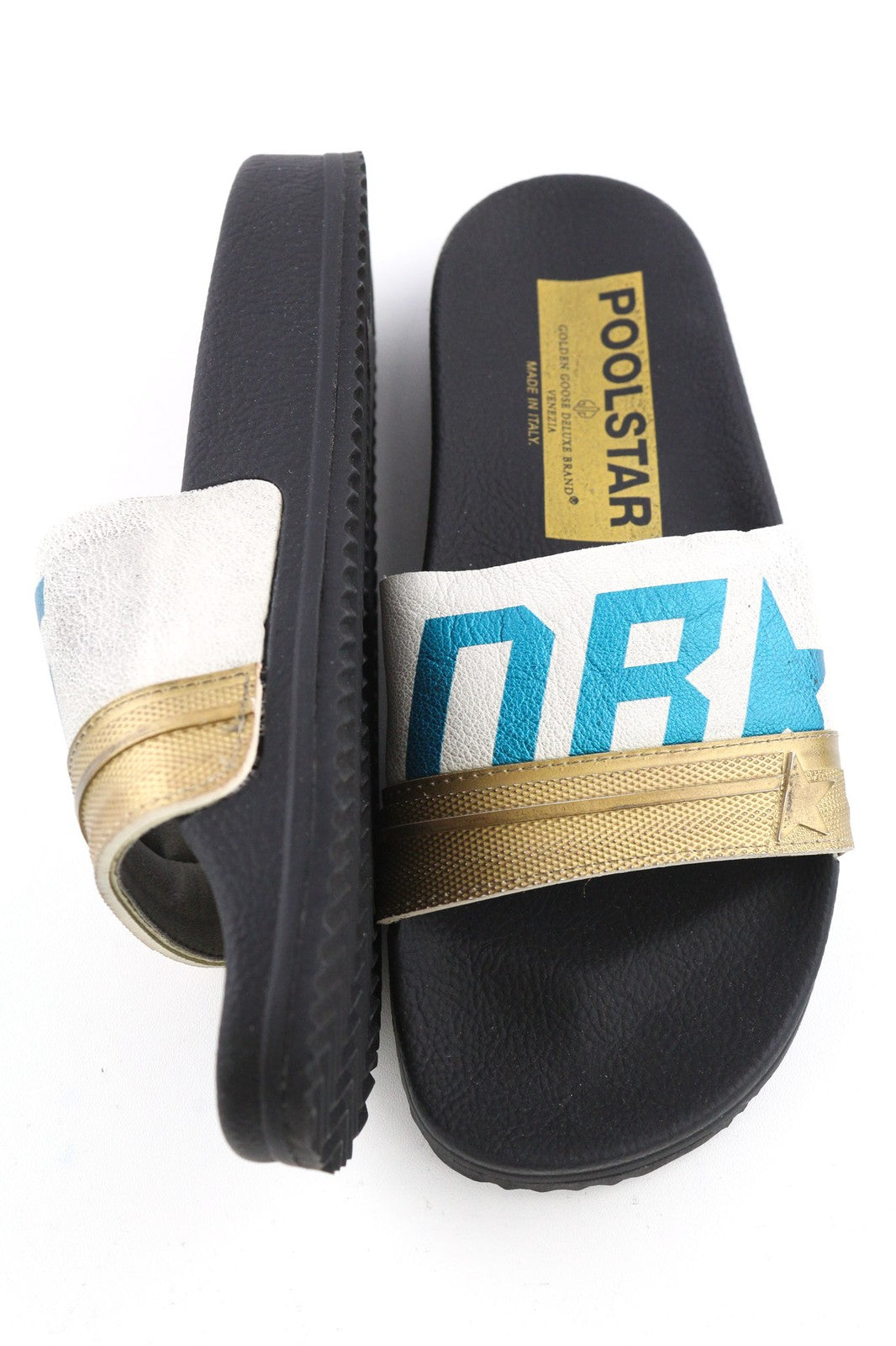 GOLDEN GOOSE Poolstar Women's EU39 Black White Slip On Swimming Pool Slippers