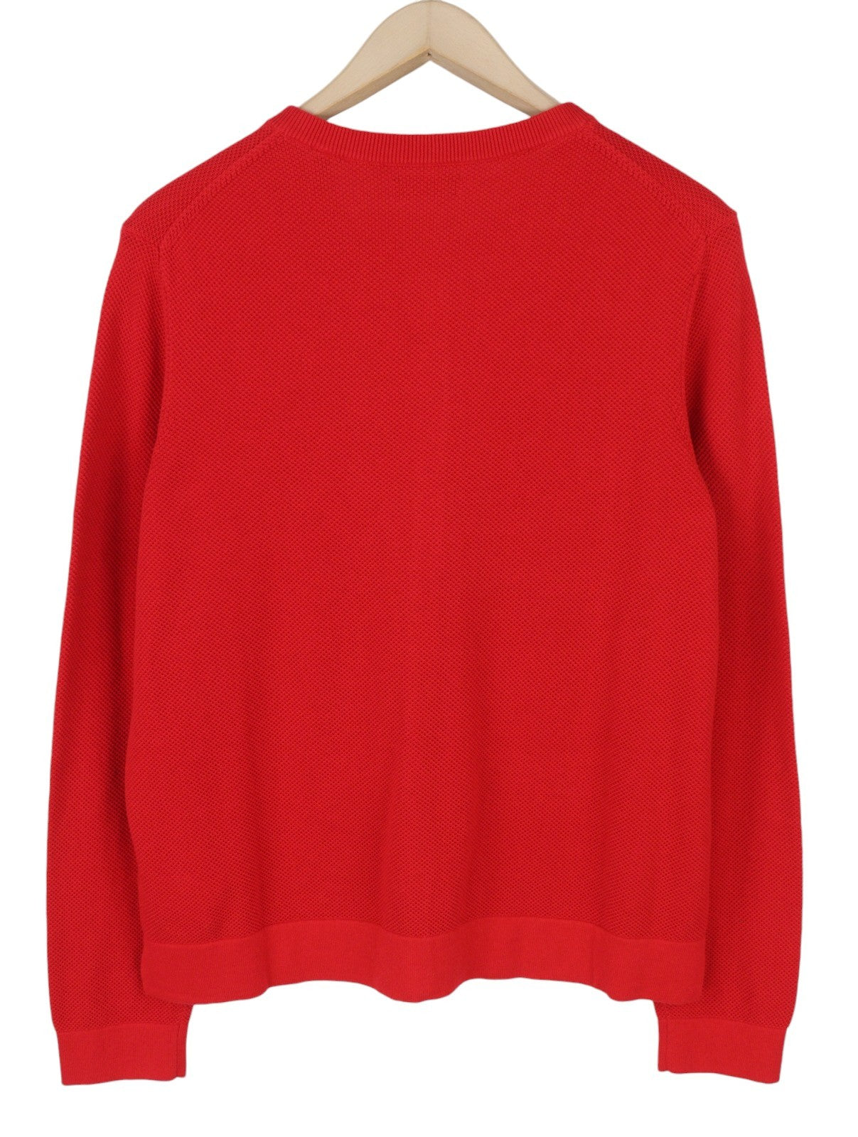 GANT Cotton Pique Cardigan Women Jumper L Bright Red Waffle-Knit Button Stretch