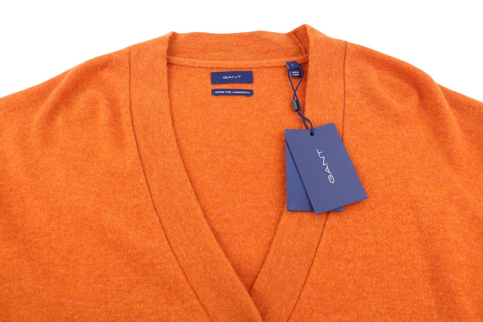 GANT Super Fine Lambswool Cardigan Women Jumper L Golden Orange Melange Button