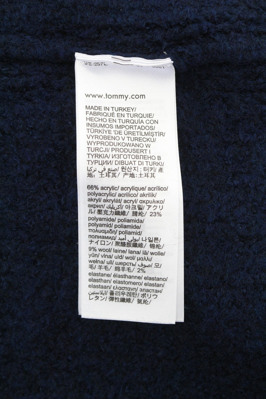 TOMMY HILFIGER Req Waffle Men Jumper XL Navy Wool Blend Knit Crew Neck Pullover