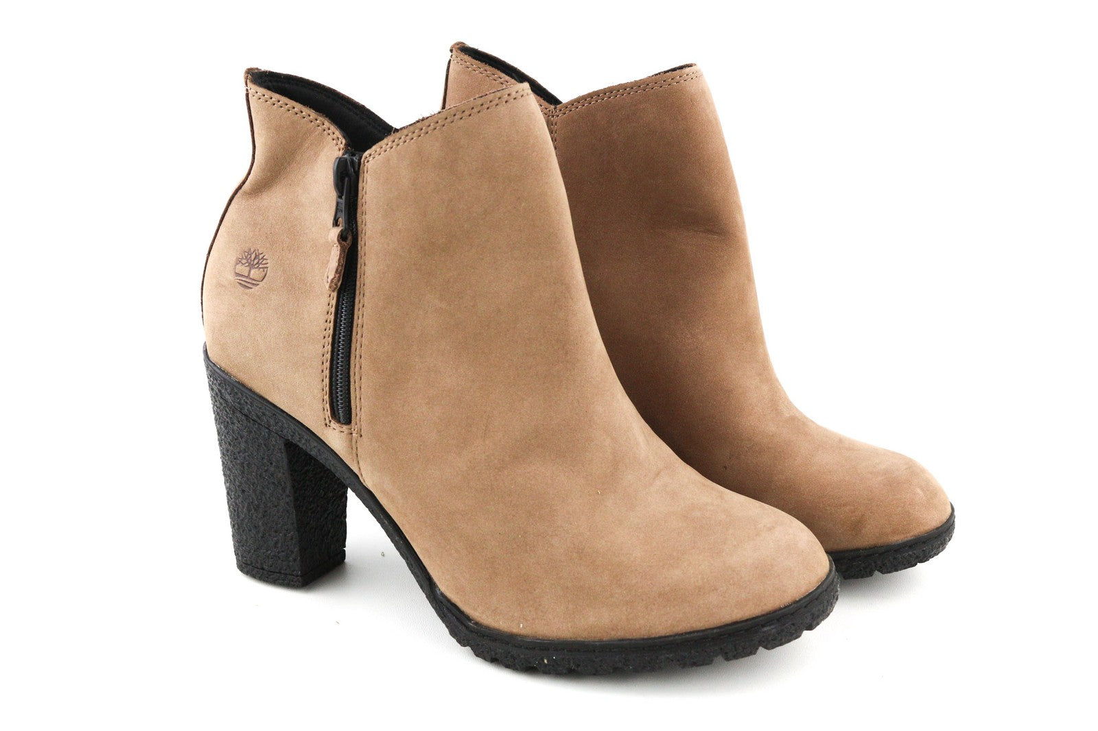 TIMBERLAND A2JJK-A6034 Women's EU38/39 Brown Leather Zipped Ankle Heels Shoes