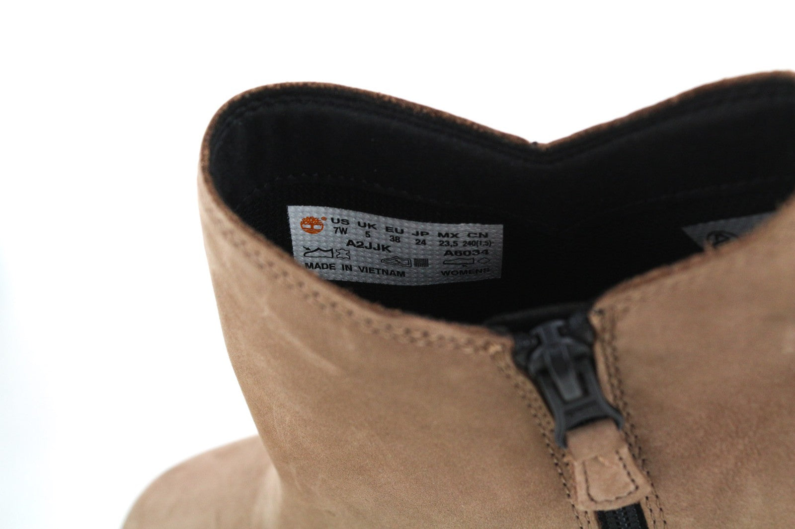 TIMBERLAND A2JJK-A6034 Women's EU38/39 Brown Leather Zipped Ankle Heels Shoes