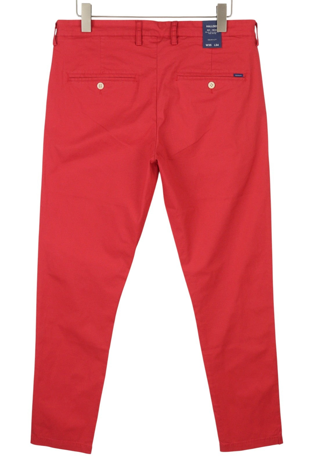 GANT Hallden Sunfaded vyriškos kelnės su nublukusiomis saulės išblukusiomis chino kelnėmis, W35/L34, raudonos, plonos, su užtrauktuku. 