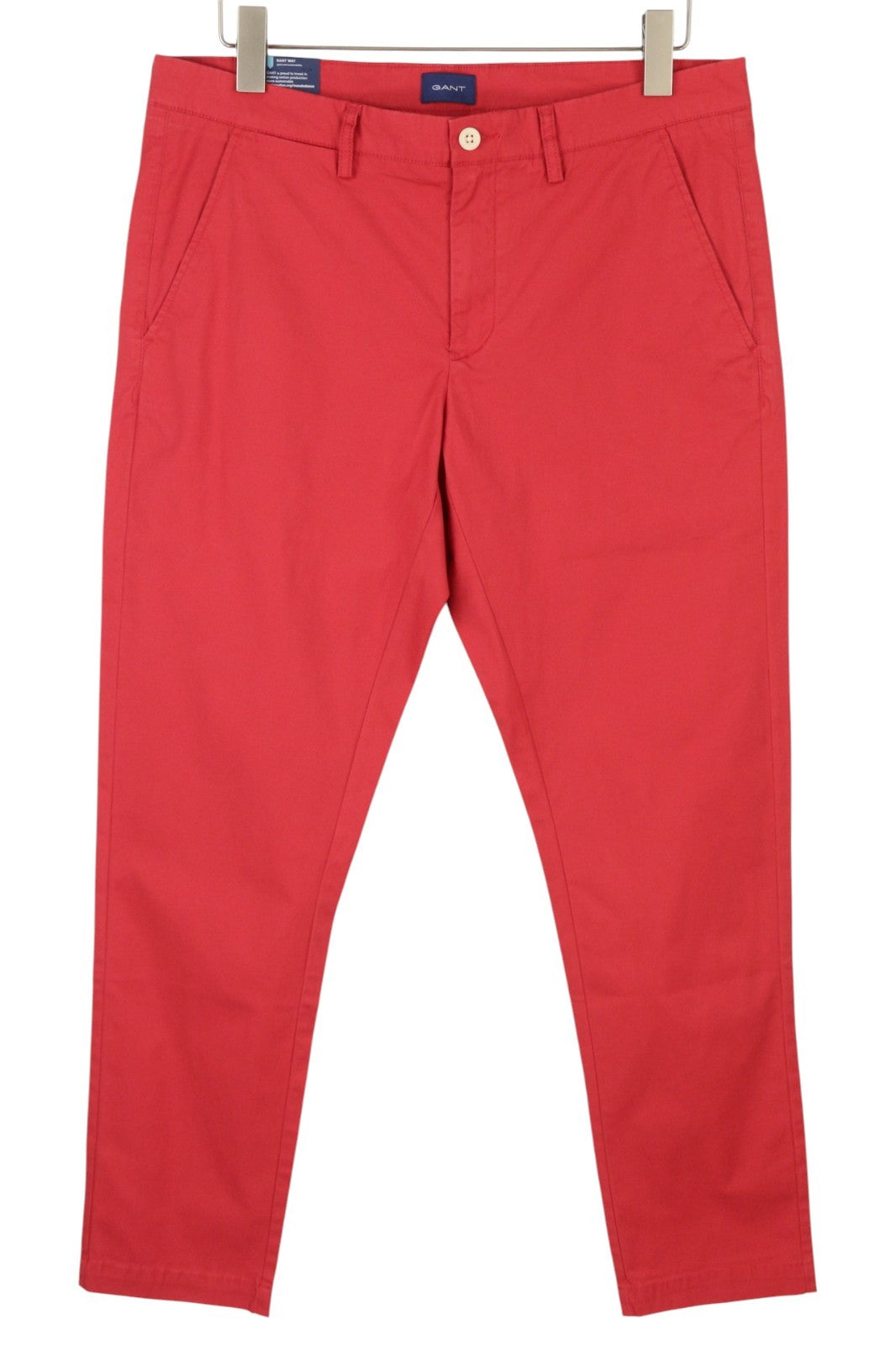 GANT Hallden Sunfaded Chinos Men Trousers W34/L32 Cardinal Red Slim Fit Zip