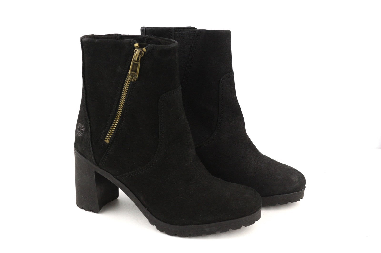 TIMBERLAND A22BA-A6034 Women's EU37/37.5 Black Leather Zipped Ankle Heels Shoes