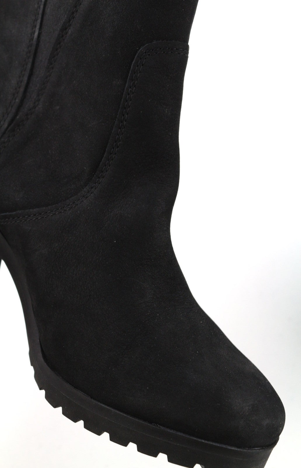 TIMBERLAND A22BA-A6034 Women's EU37/37.5 Black Leather Zipped Ankle Heels Shoes