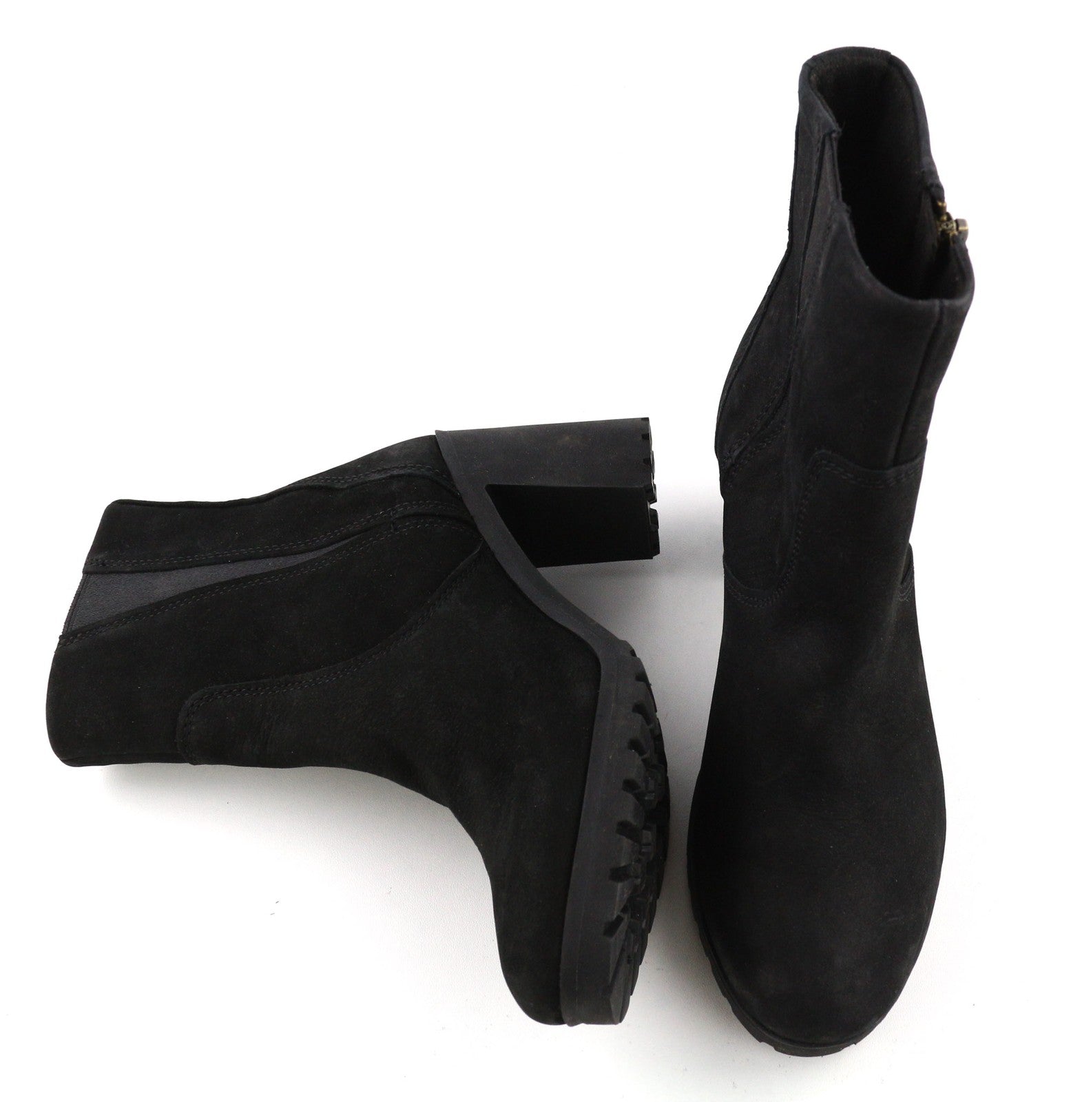 TIMBERLAND A22BA-A6034 Women's EU37/37.5 Black Leather Zipped Ankle Heels Shoes