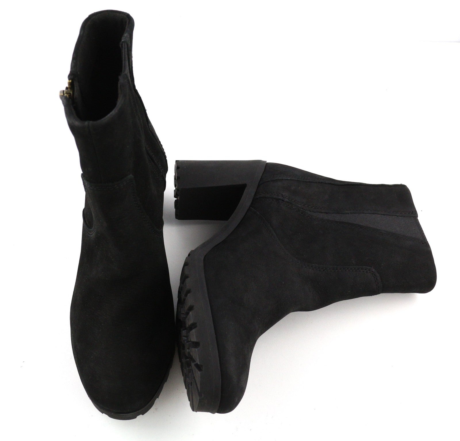 TIMBERLAND A22BA-A6034 Women's EU37/37.5 Black Leather Zipped Ankle Heels Shoes