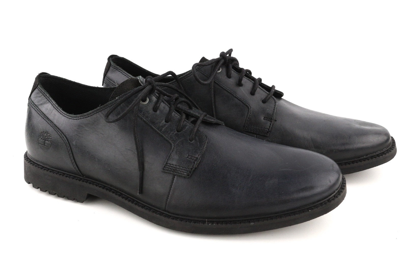 TIMBERLAND A1QE3-A4519 Men's EU45/45.5 Black Leather Low-Top Logo Lace Shoes