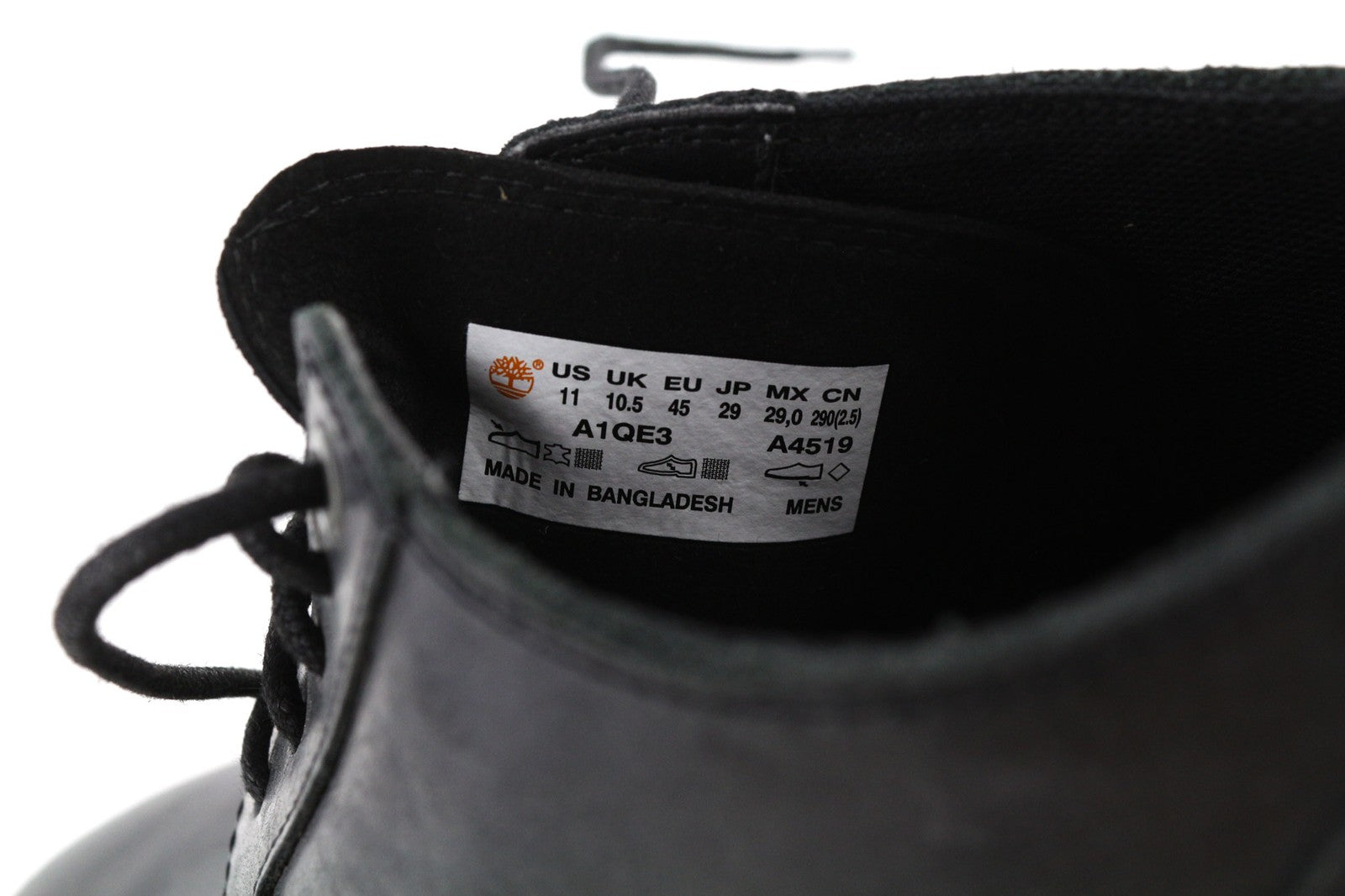 TIMBERLAND A1QE3-A4519 Men's EU45/45.5 Black Leather Low-Top Logo Lace Shoes