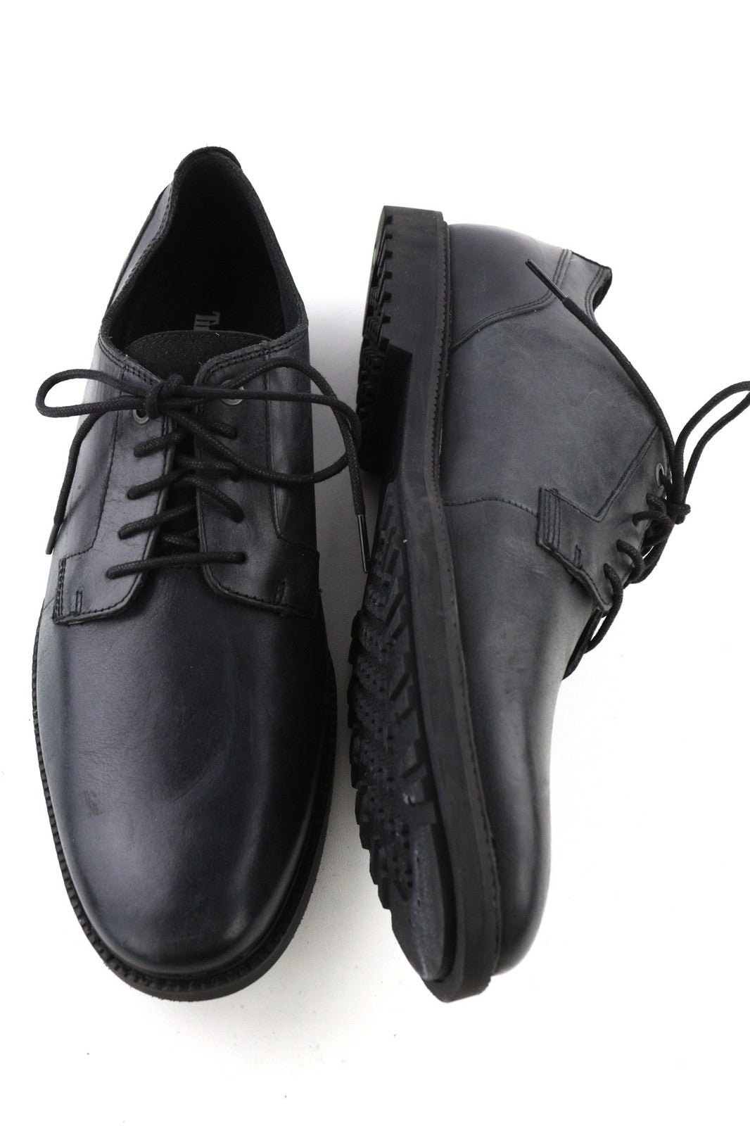 TIMBERLAND A1QE3-A4519 Men's EU45/45.5 Black Leather Low-Top Logo Lace Shoes