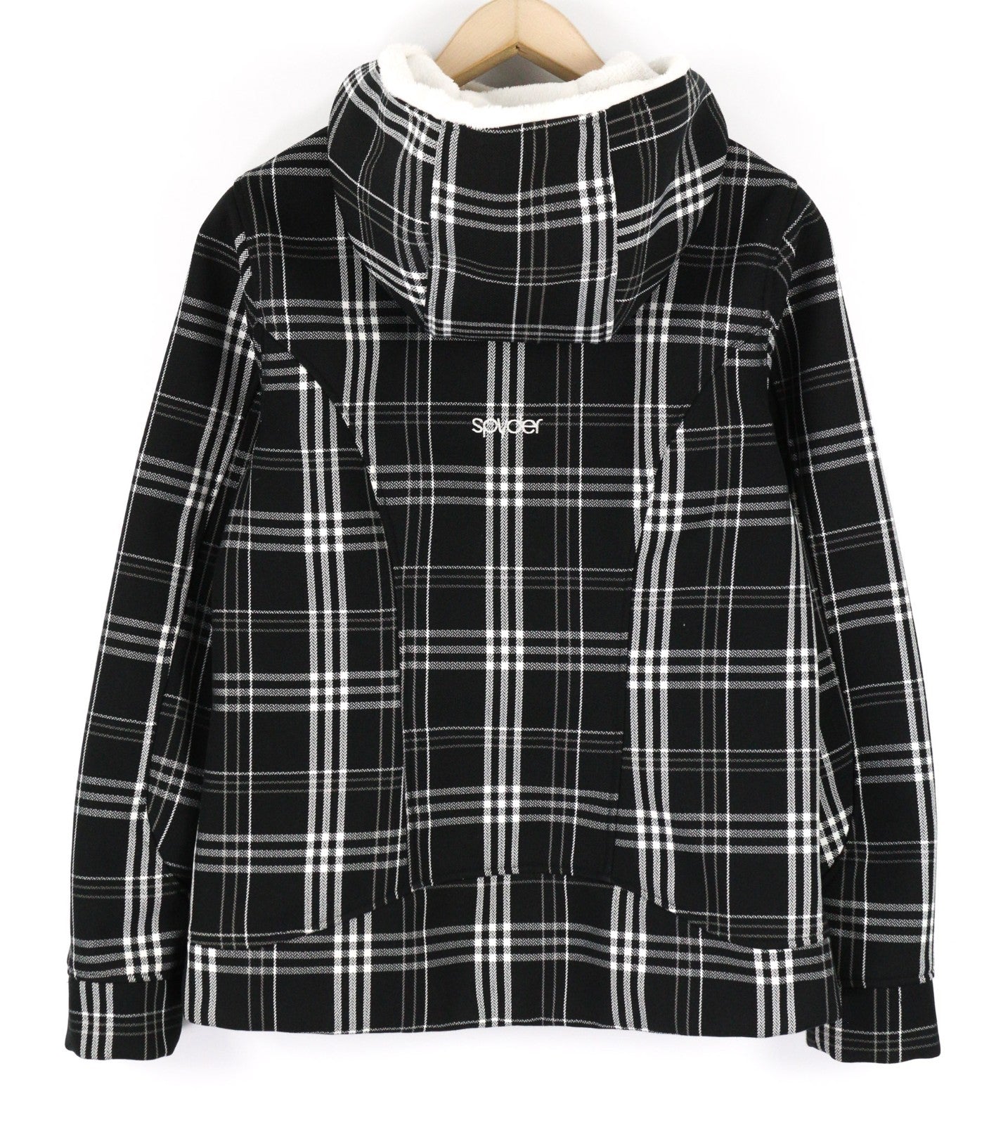 SPYDER Women's L Black Checked Hooded Lined Zip Casual Outdoor Jacket