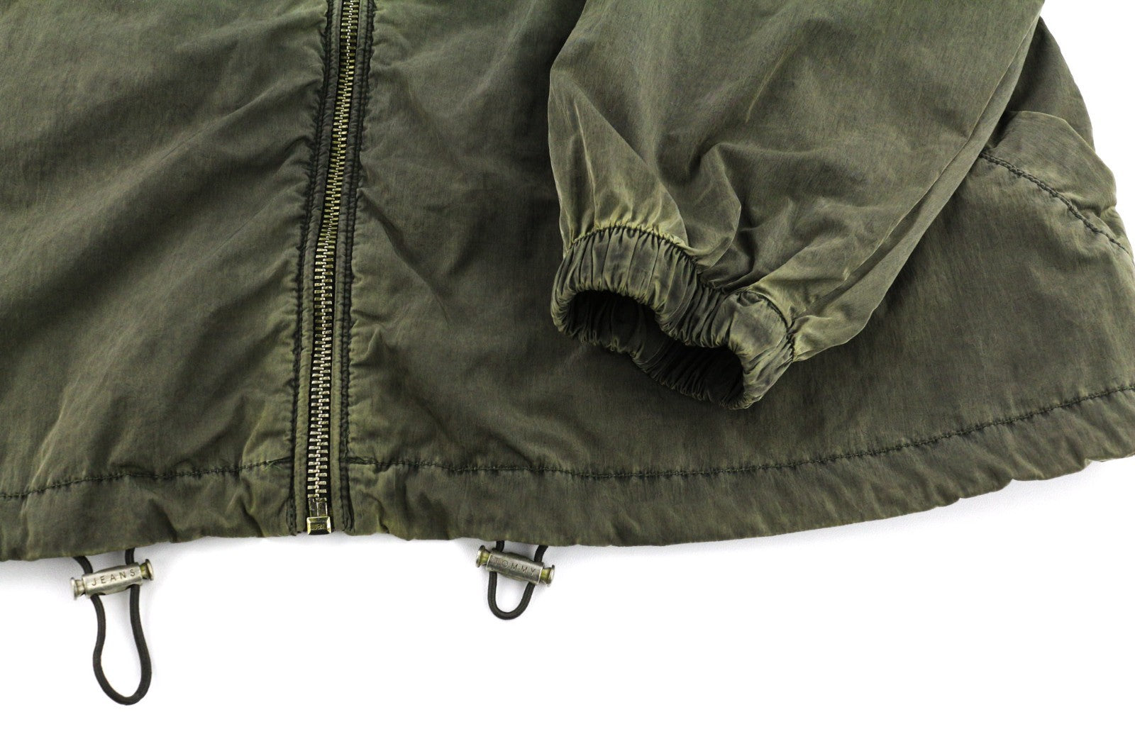 TOMMY JEANS Men's S Green Washed Lightweight Hooded Zip Casual Jacket