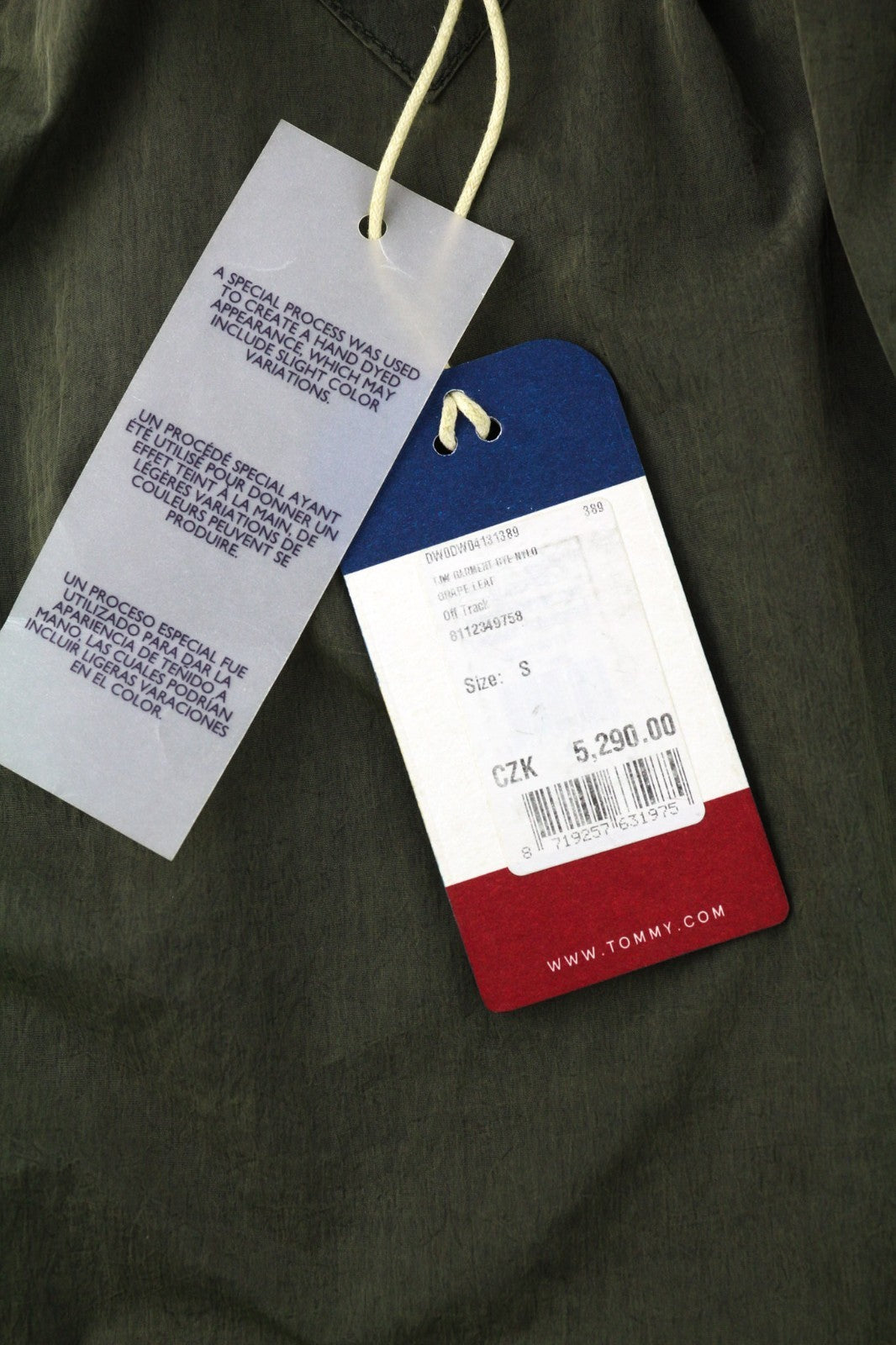 TOMMY JEANS Men's S Green Washed Lightweight Hooded Zip Casual Jacket